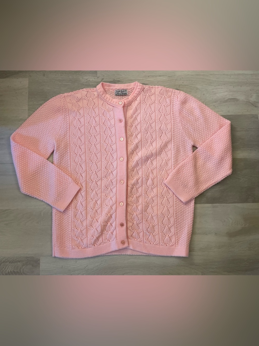 Vtg Cuddle Knit Sweater Baby Pink Grandma Cardigan Sweater ~ XL